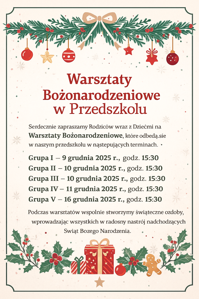Warsztaty Bożonarodzeniowe w Przedszkolu